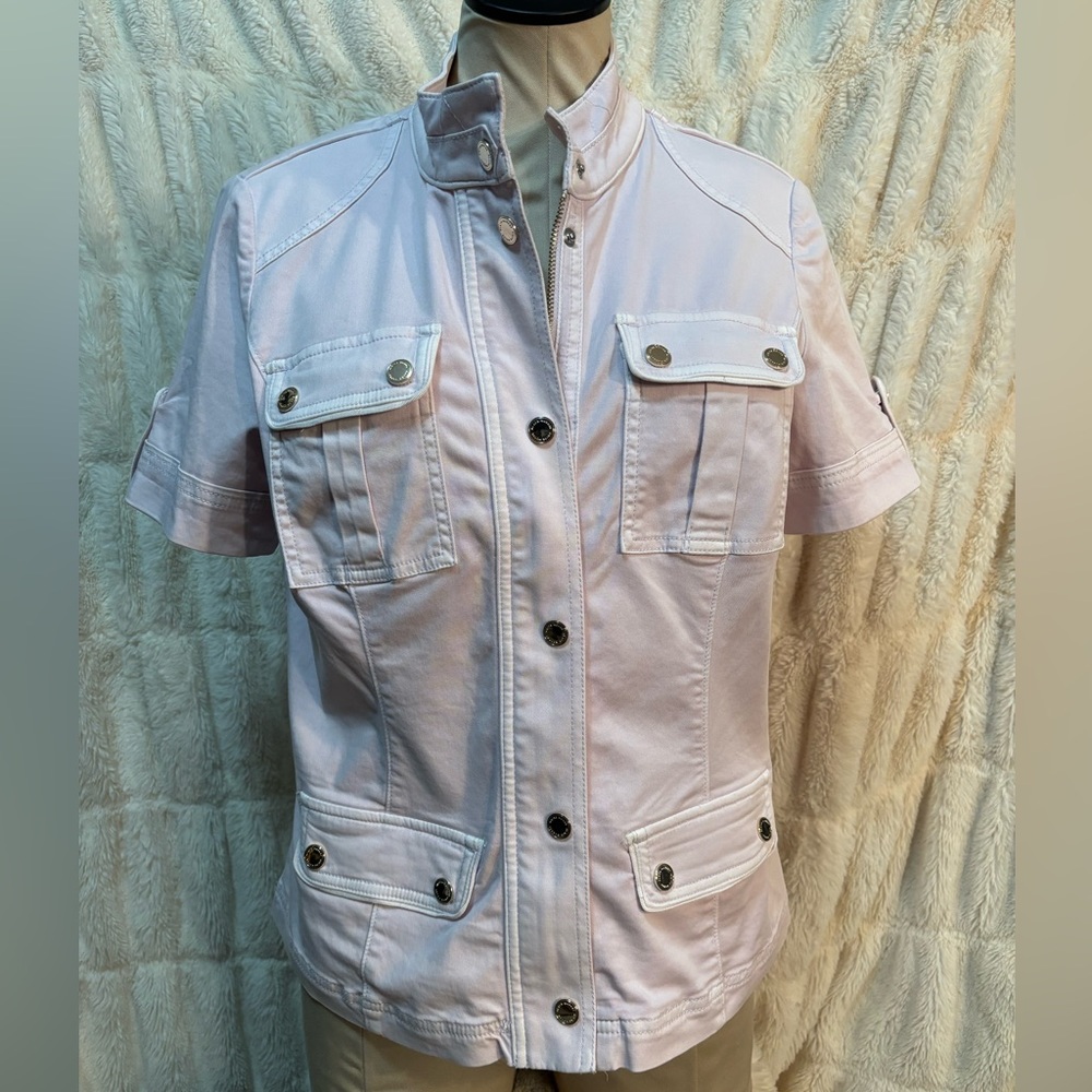 White House Black Market Pink Utility Jacket size 10